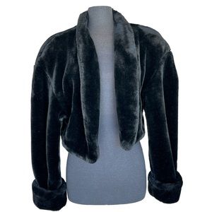 ACKO VINTAGE FAUX FUR OPEN FRONT JACKET Excellent Pre-Owned Condition LARGE